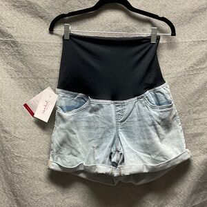 Ingrid & Isabel High Waist Light Blue Maternity Shorts